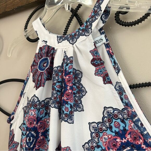 Almost Famous Woman High Collar Halter Short Romper Paisley Size Medium - Picture 7 of 13